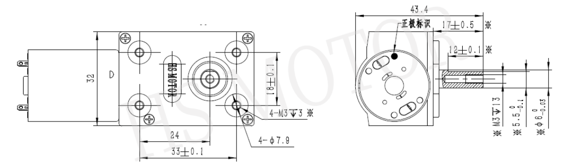 32方形齿轮箱外形图