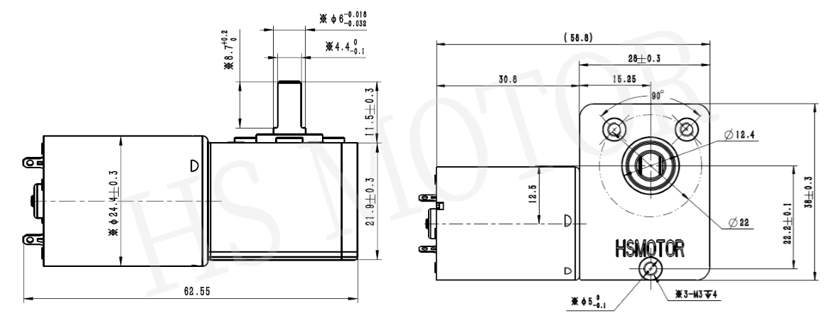 30方形齿轮箱外形图
